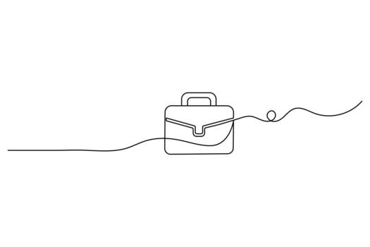 Minimalist continuous line sketch of a briefcase vector