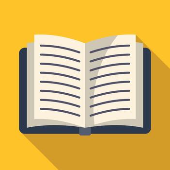Open book learning studying knowledge flat icon vector