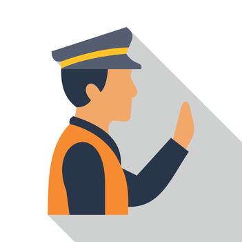 tráfico controlador vistiendo uniforme haciendo detener gesto vector