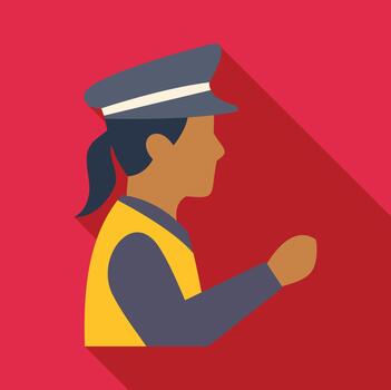 Female traffic controller directing movement flat design vector