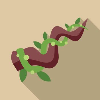 Vine wrapping around tree branch flat design vector