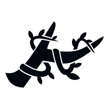 Tree branch with vine growing silhouette icon vector