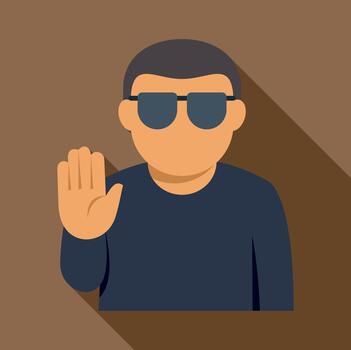 Man in sunglasses displaying stop hand gesture vector
