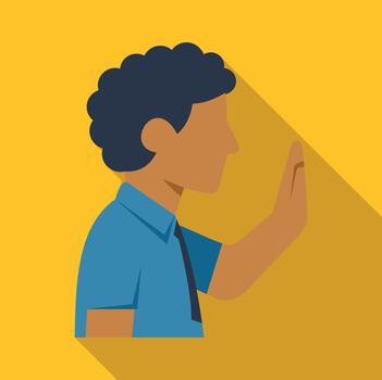 Man showing stop gesture refusing entry vector