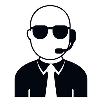 Security guard figure protecting an area, featuring uniform and earpiece vector