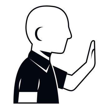 Person showing stop gesture refusing entry vector