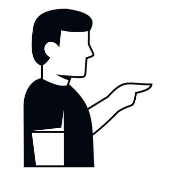 Man icon pointing right directing blame vector