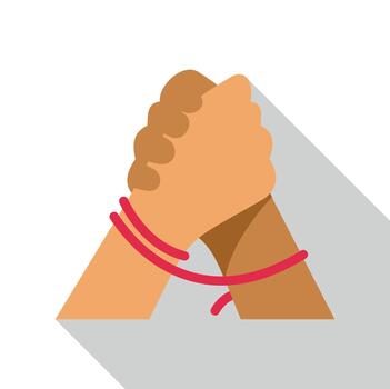 Hands joining with red string symbolizing bond vector