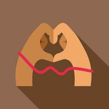 Hands forming heart shape connected by red thread vector