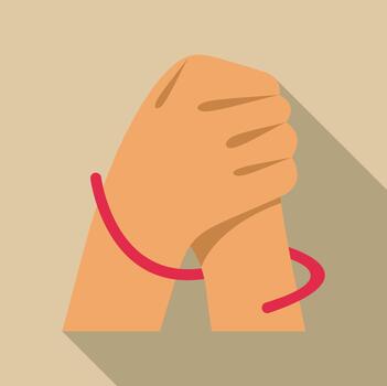 Hands holding forming connection with red string vector