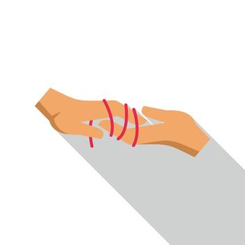 Hands connecting with red string of fate icon vector