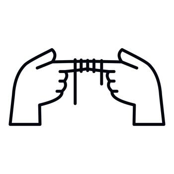 Hands connecting fingers with string line icon vector