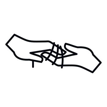 Hands connecting with threads creating support system vector