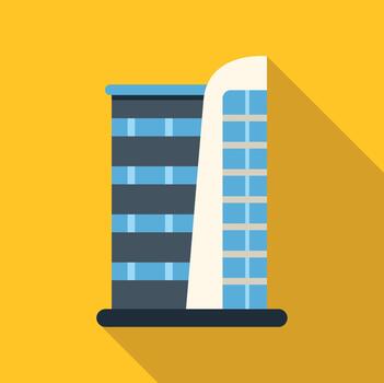 Modern building skyscraper icon with long shadow vector