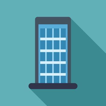 Building window flat design icon with shadow vector