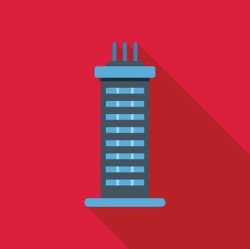 Modern high rise skyscraper building flat design showing long shadow vector