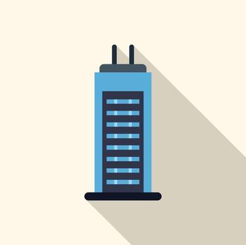 Modern skyscraper building with long shadow flat design vector