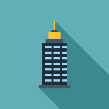 Skyscraper building flat design icon long shadow vector