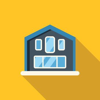 Building house with windows, flat design long shadow vector