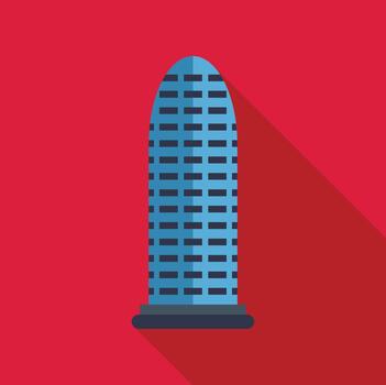 Skyscraper building icon with long shadow vector