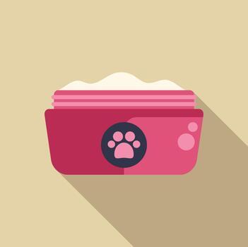 A pink container with a dog's paw print on it vector