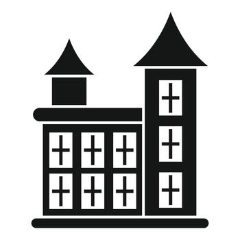 Medieval castle building with towers and cross windows vector