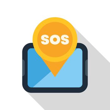 Smartphone displaying emergency sos location pin signal vector