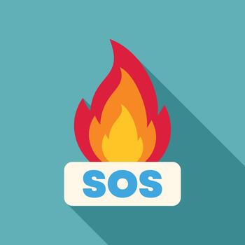 Sos message for emergency warning flat design vector