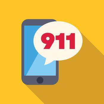 Smartphone with 911 urgent emergency call message vector