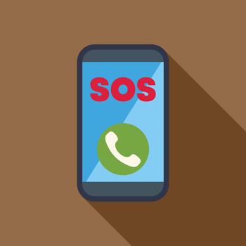 Smartphone displaying sos signal for emergency call vector