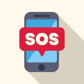 Smartphone with an sos emergency notification message vector