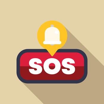 Red sos button with notification bell icon vector
