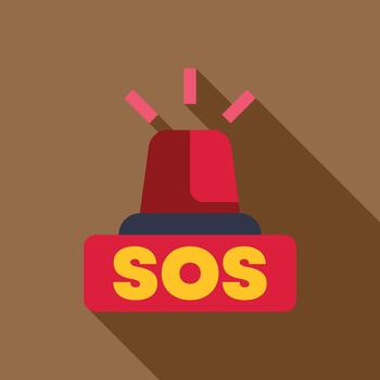 Emergency sos signal with flashing red light alarm vector