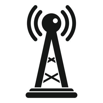 Communication tower transmitting wireless signal icon vector