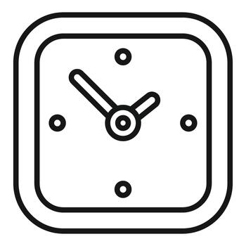 Square analog clock icon displaying minute and hour vector