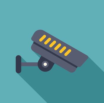 Security camera icon showing monitoring and protection vector