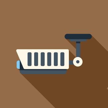 Security camera monitoring area, surveillance technology icon vector