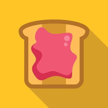 Slice of toast spread with strawberry jam flat icon vector