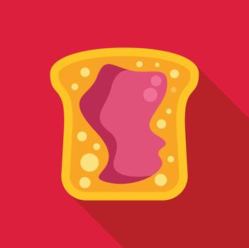 Toast slice with raspberry jam flat icon vector