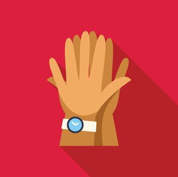Hands clapping time with watch on wrist vector