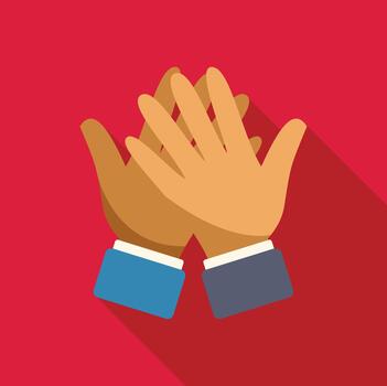 Hands clapping applauding success with long shadow background vector