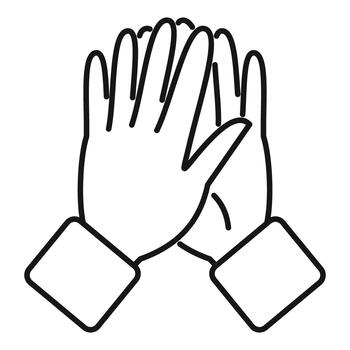 Hands clapping gesture line art drawing icon vector