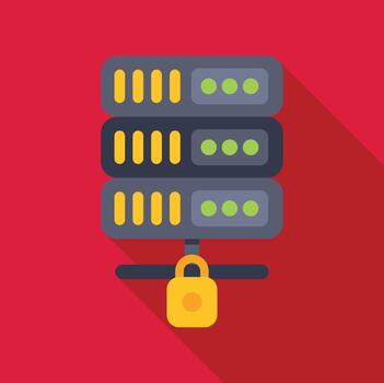 servidor estante con candado ilustrando datos seguridad concepto vector