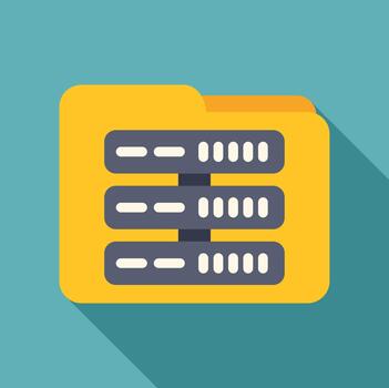 Folder containing server racks storing data information vector