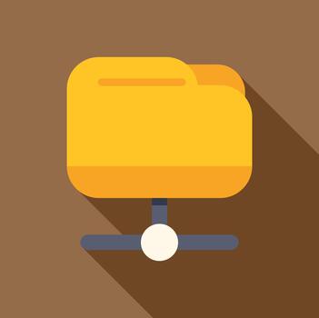 Sharing network data folder flat long shadow icon vector
