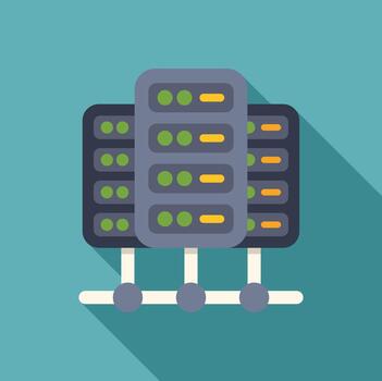 A flat icon of a server rack with a long shadow vector