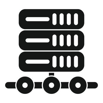 Server rack data network connection icon vector