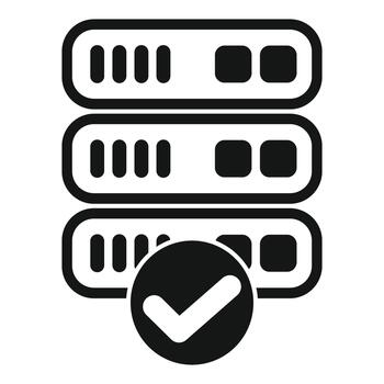Server rack database hosting successful verification icon vector