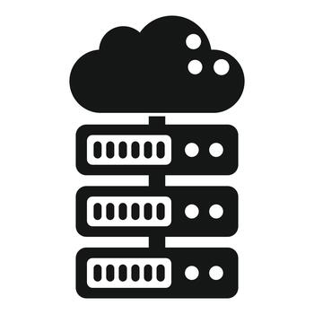 Cloud server icon illustrating computing power and data hosting vector