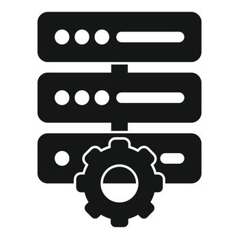 Server rack with gear icon for configuration vector
